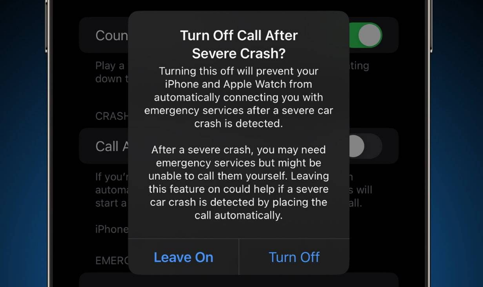 上海苹果14维修分享 iPhone 14 和 Apple Watch 上关闭崩溃检测 
