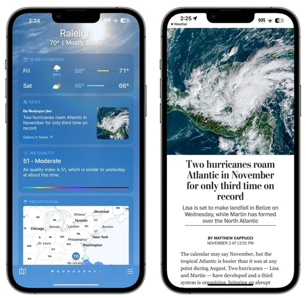 上海苹果14维修分享iPhone 14手机如何看天气时顺带看新闻 