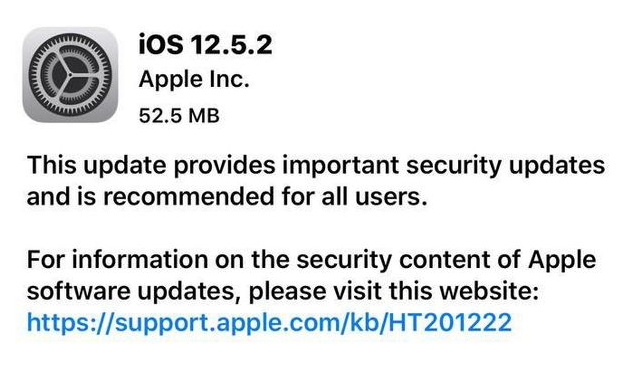 上海苹果手机维修分享iOS12.5.2发布，建议所有老苹果用户安装 